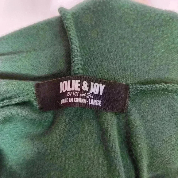Jolie & Joy women's cropped velour green pullover hoodie size large - Picture 5 of 7